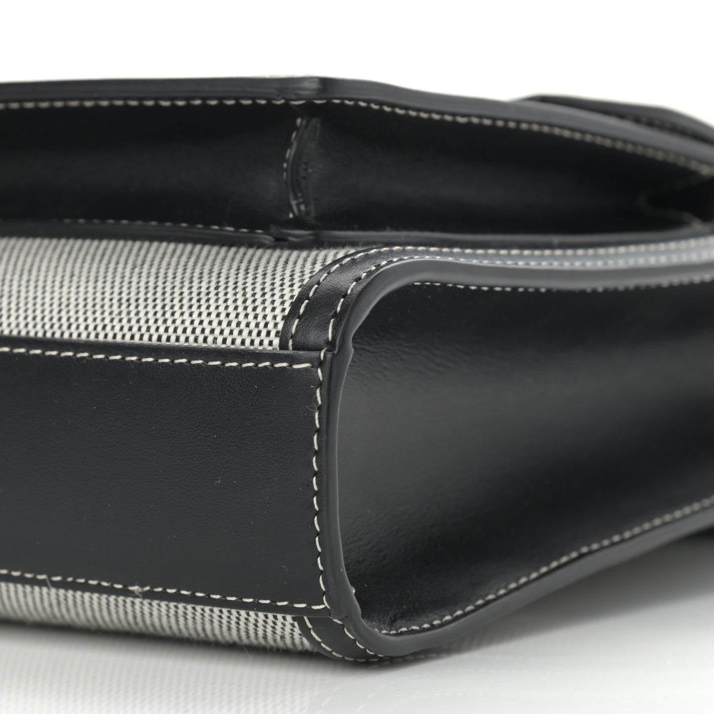 Canvas Smooth Calfskin Two Tone Mini Pocket Bag Black Fiery Red