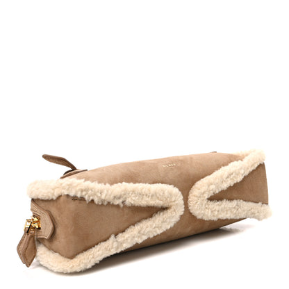 Alaia Suede Lambskin Merino Shearling Le Teckel Clutch Camel 4 of 10