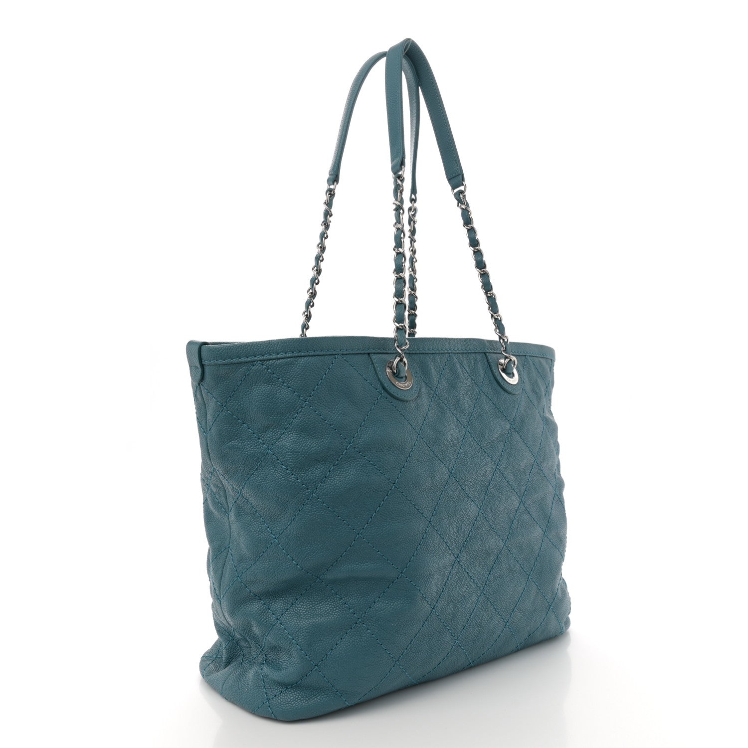 Chanel Grained Calfskin Quilted Small Daily Shopping Tote Turquoise 4 of 11