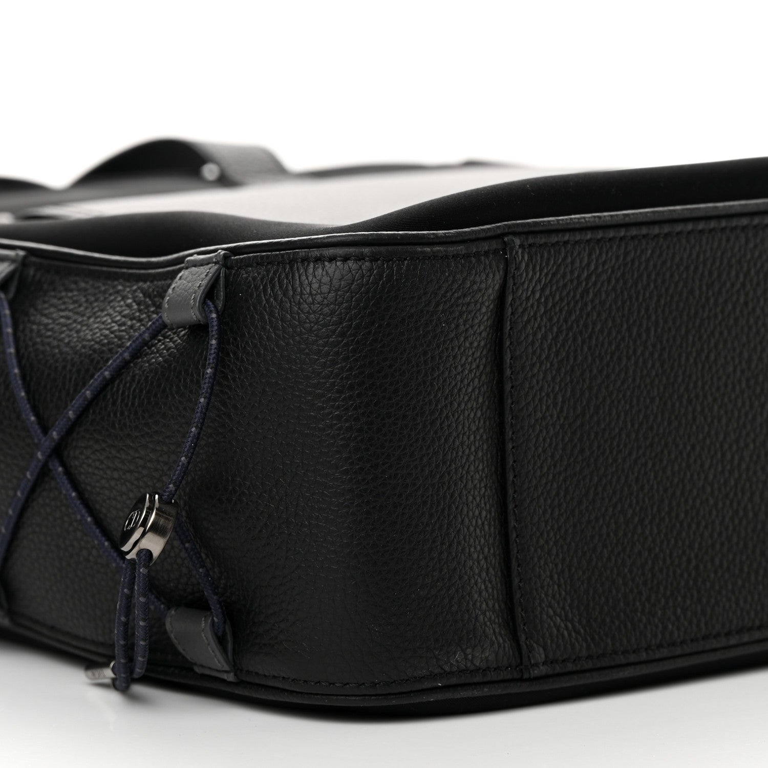 Christian Dior Nylon Grained Calfskin Saddle Tote Black 9 of 11