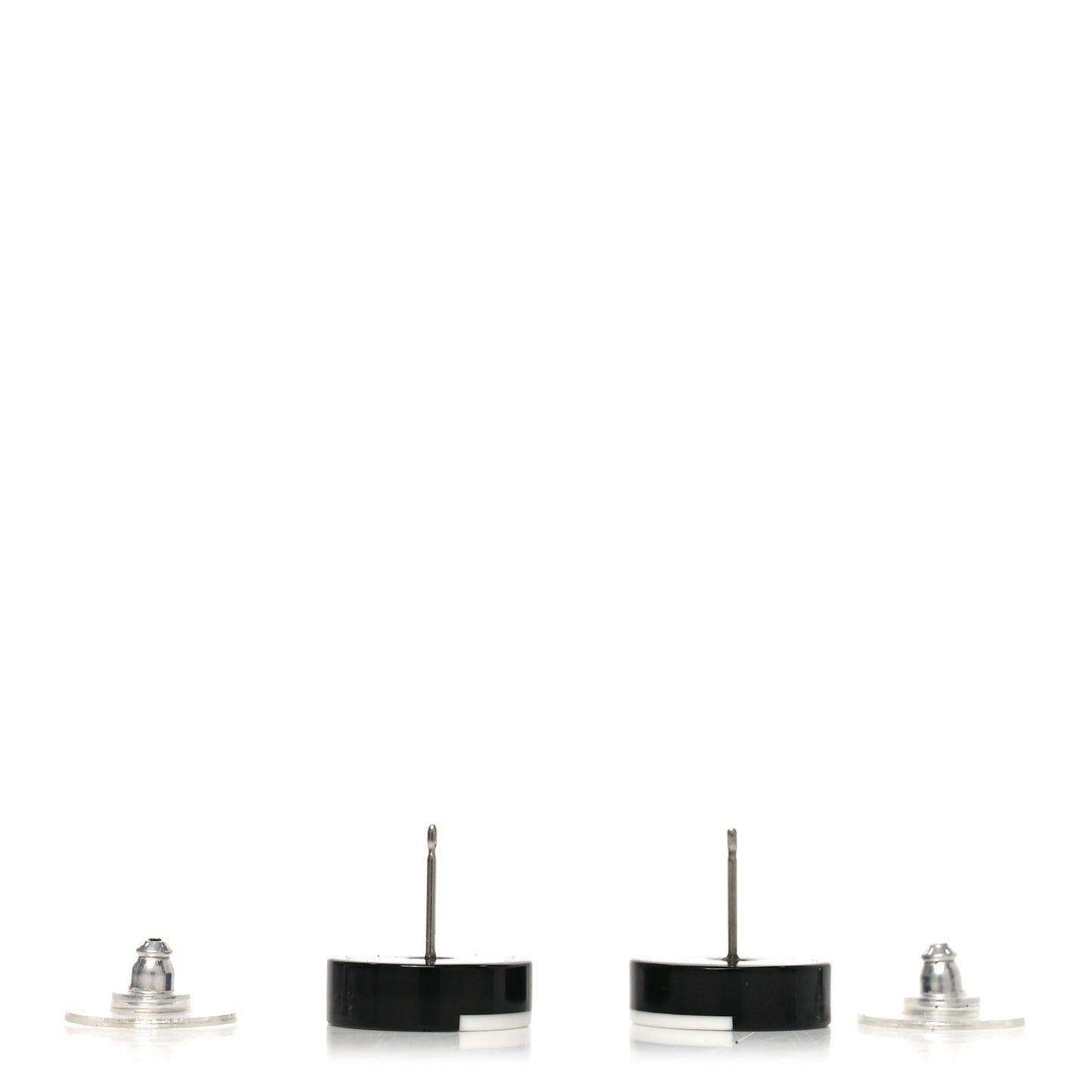 Resin CC Round Earrings White Black