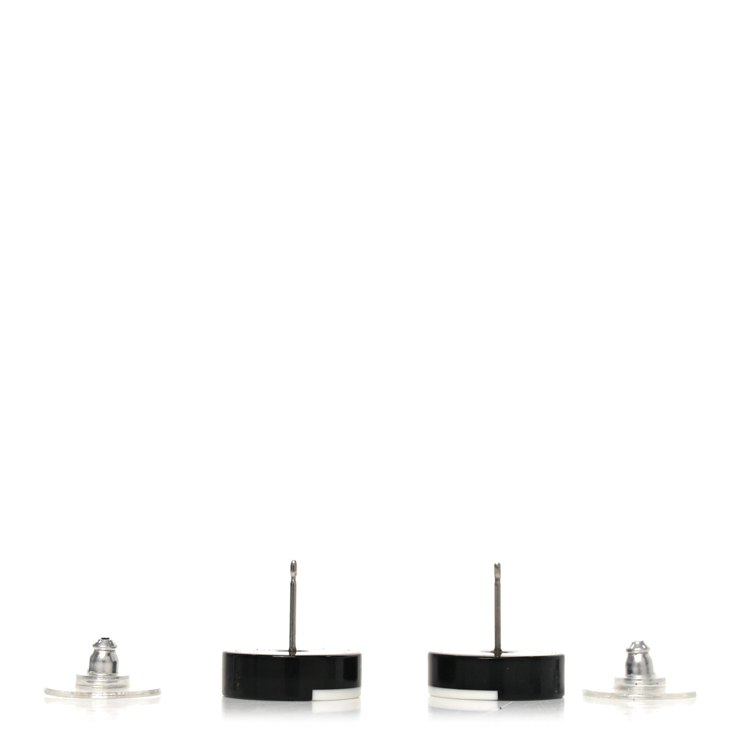Chanel Resin CC Round Earrings White Black 3 of 5