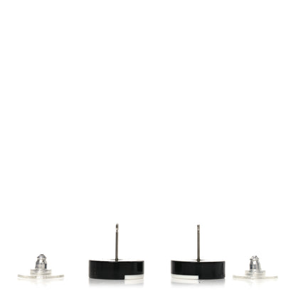 Chanel Resin CC Round Earrings White Black 3 of 5