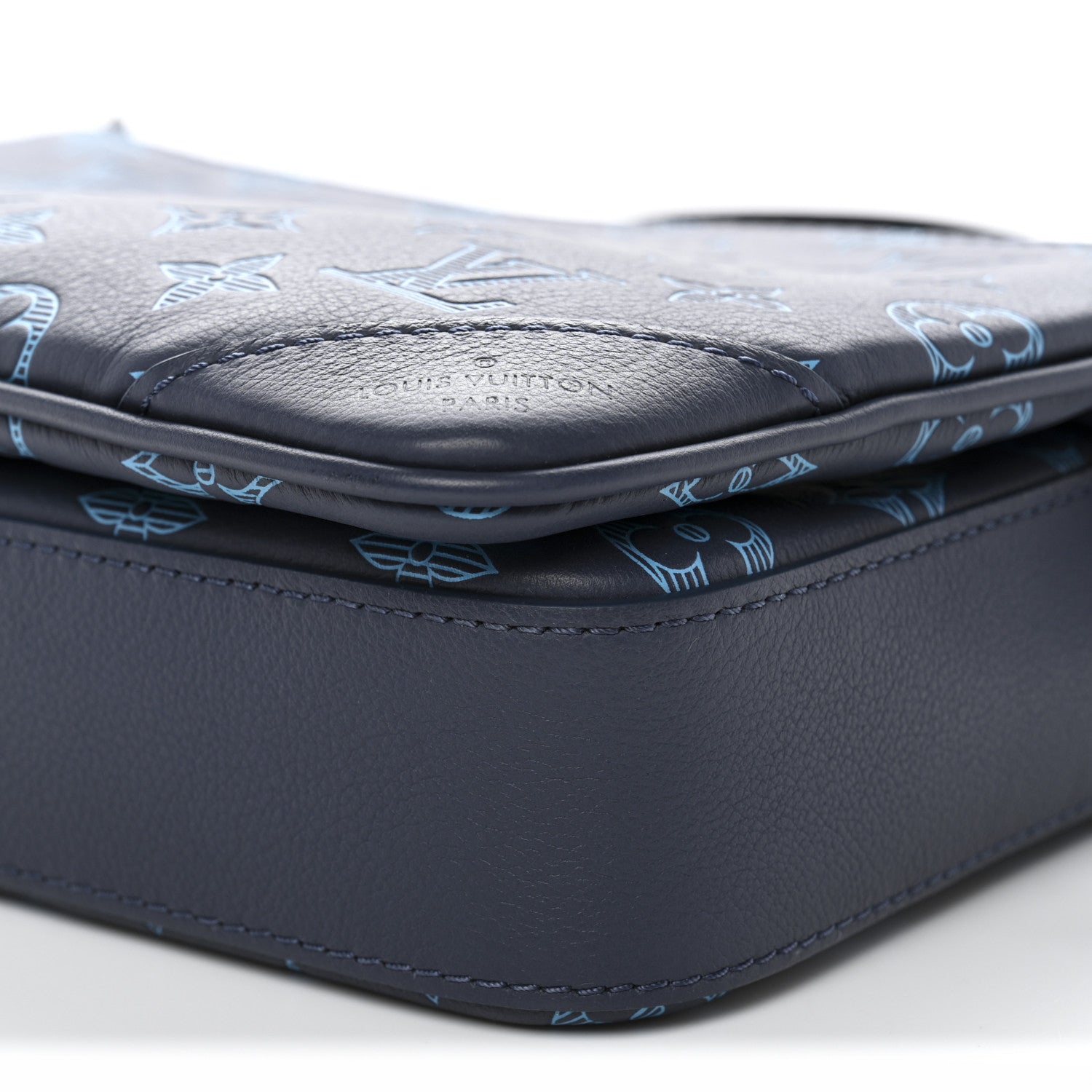Louis Vuitton Calfskin Monogram Shadow Trio Messenger Navy River Blue 9 of 10