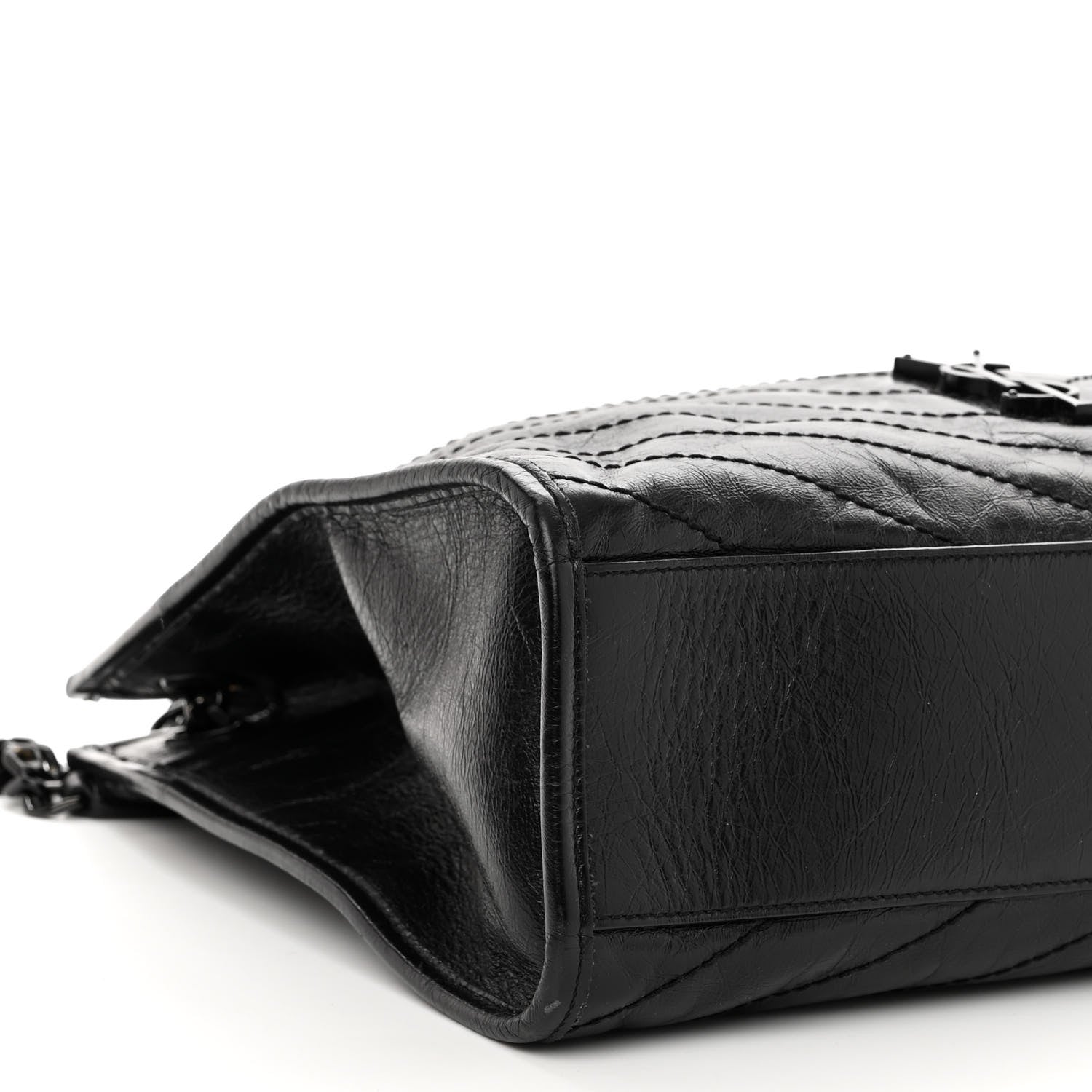 Saint Laurent Crinkled Calfskin Matelasse Monogram Medium Niki Shopper Tote Black 8 of 10