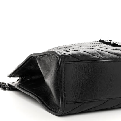 Saint Laurent Crinkled Calfskin Matelasse Monogram Medium Niki Shopper Tote Black 8 of 10