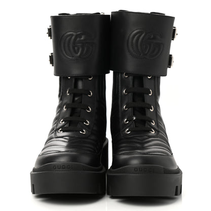 Gucci Nappa Frances GG Matelasse Platform Combat Boots 37.5 Black 2 of 9