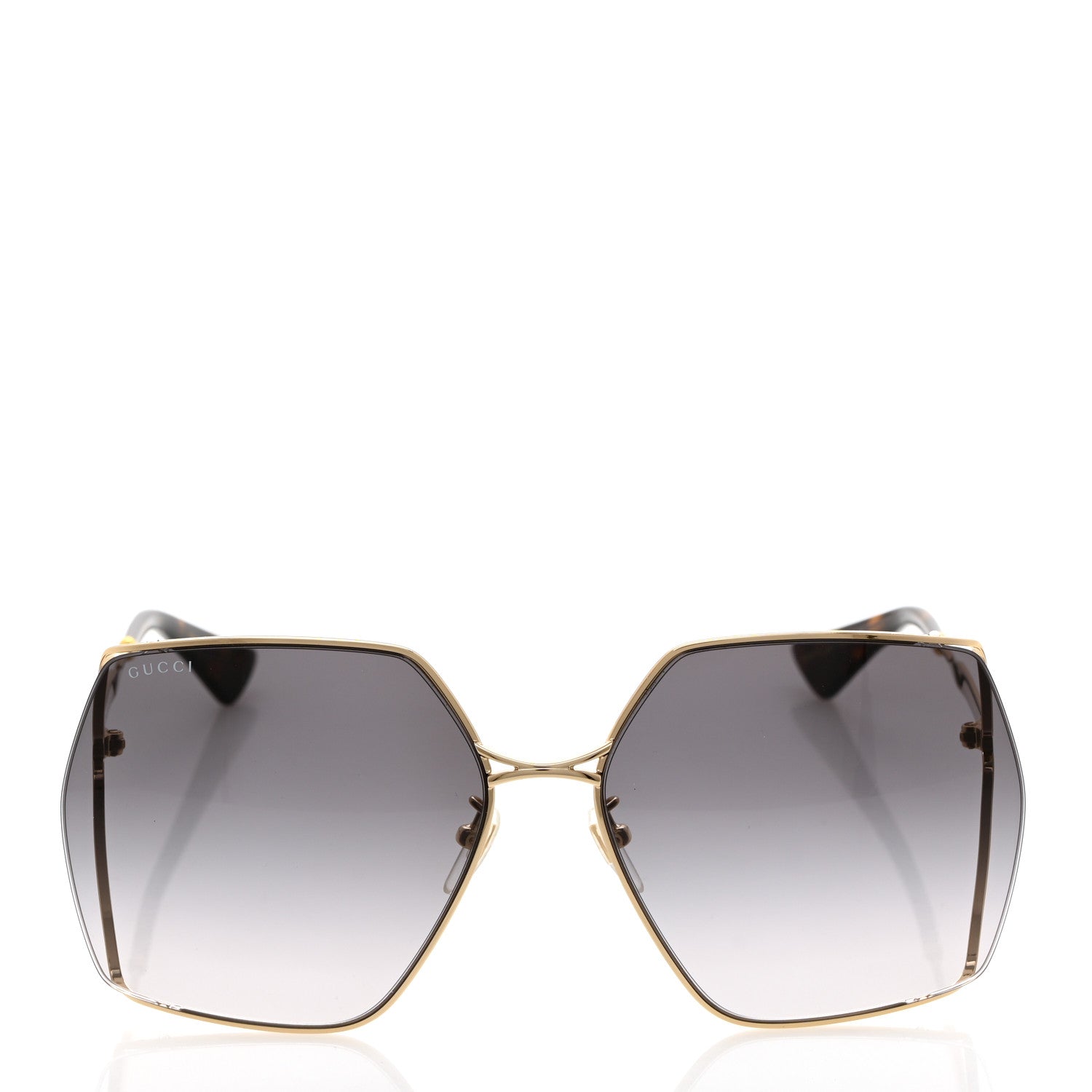 Gucci Metal Square Frame Sunglasses GG0817S Gold Grey 2 of 8