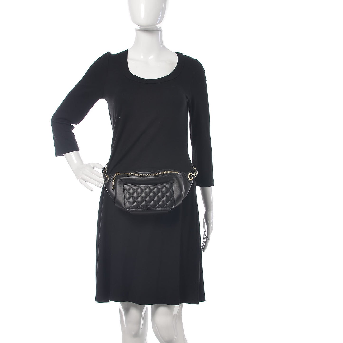 Lambskin Quilted Waist Bag Fanny Pack Black