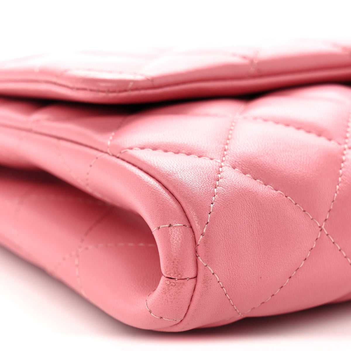Lambskin Quilted Clutch with Chain Flap Pink