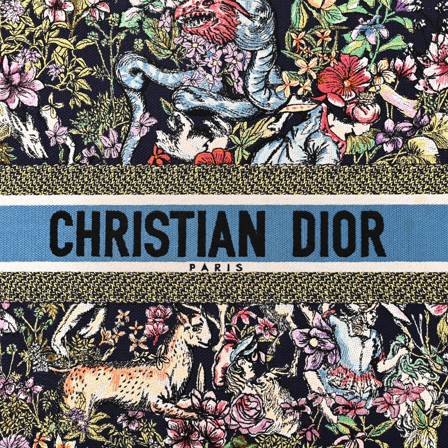Christian Dior Canvas Embroidered Large D-Constellation Book Tote Blue Multicolor 8 of 11