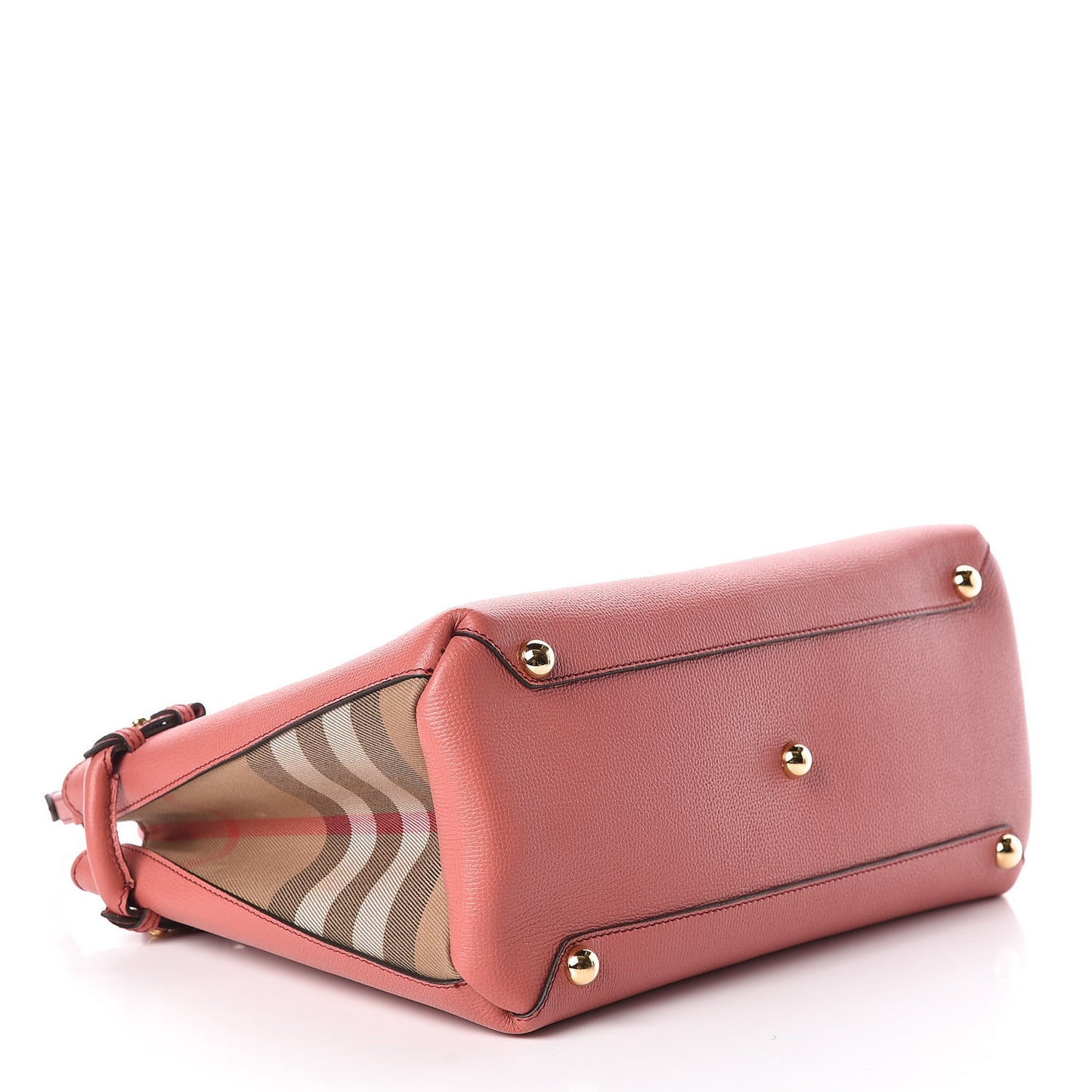 Grainy Calfskin House Check Medium Banner Tote Mauve Pink