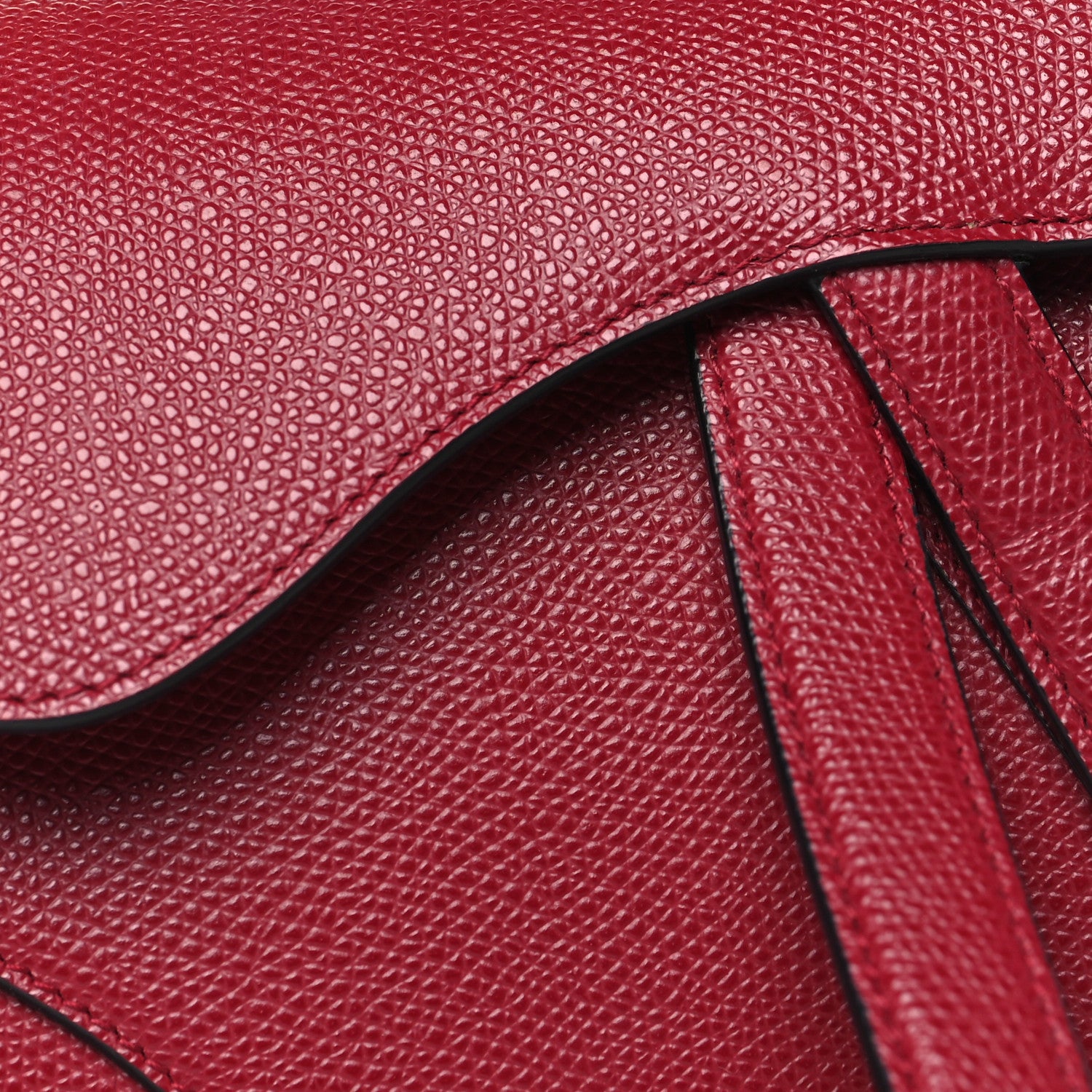 Christian Dior Grained Calfskin Mini Saddle Bag Red 8 of 10