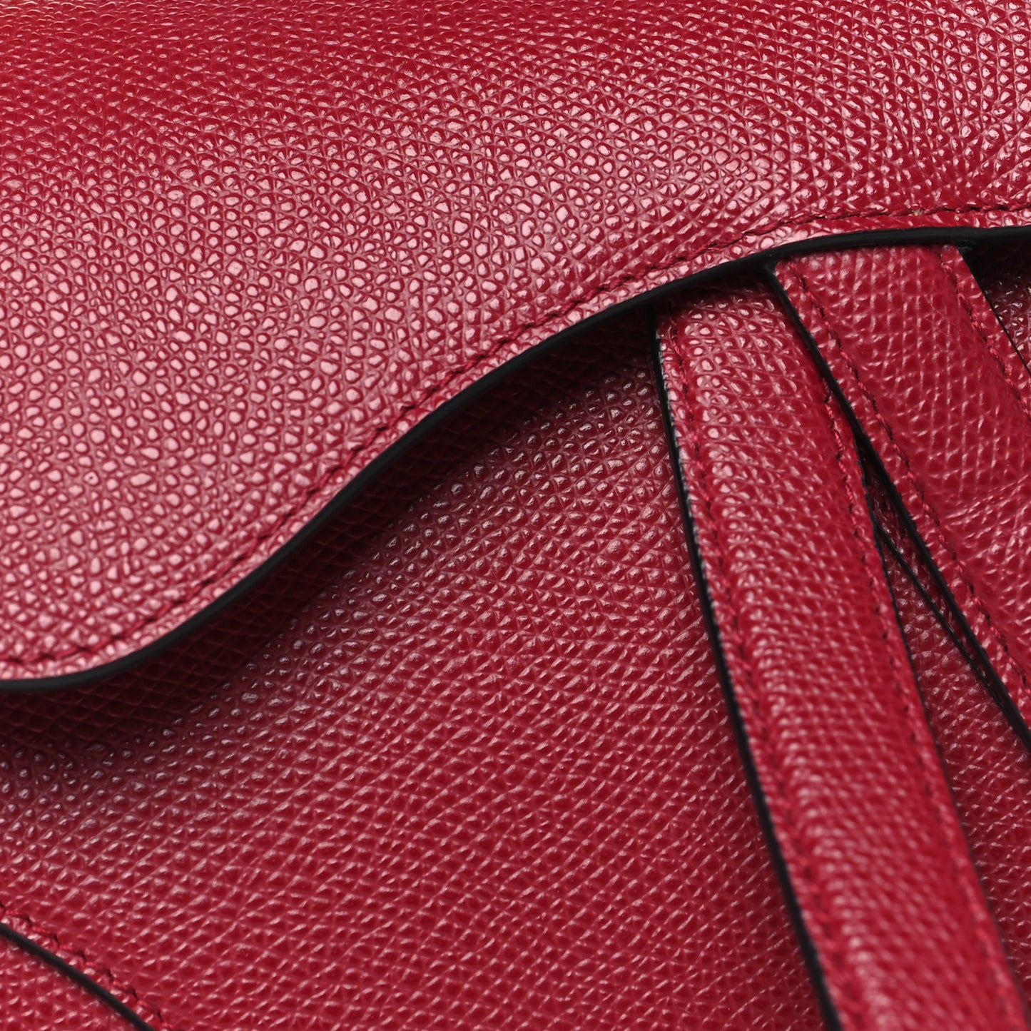Grained Calfskin Mini Saddle Bag Red