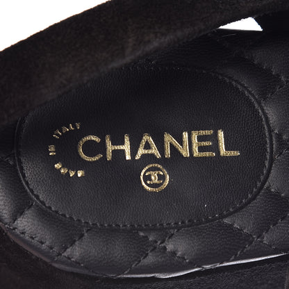 Chanel Suede Platform Wedge Sandals 40 Black 9 of 15