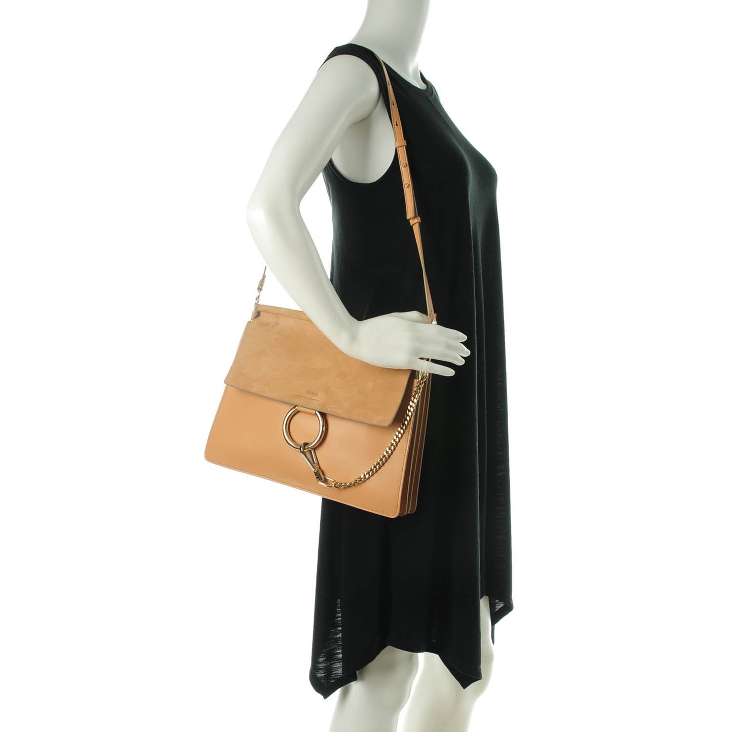 Suede Calfskin Medium Faye Shoulder Bag Misty Beige