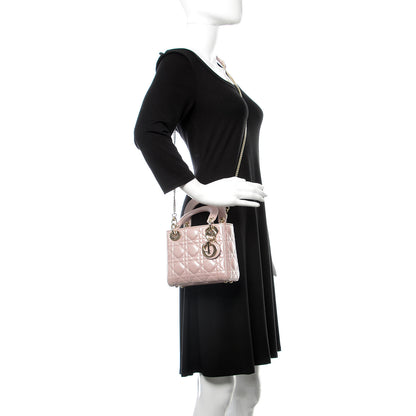 Christian Dior Metallic Lambskin Cannage Mini Lady Dior Lotus 2 of 10
