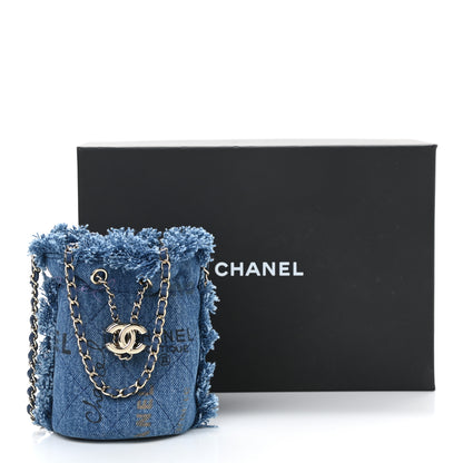 Chanel Denim Quilted Mood Mini Bucket With Chain Blue Multicolor 11 of 11