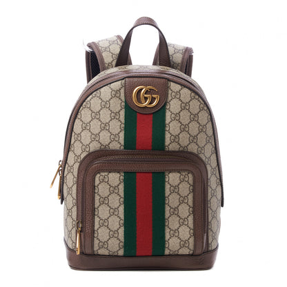 Gucci GG Supreme Monogram Calfskin Web Small Ophidia Day Backpack Beige Ebony New Acero 1 of 9