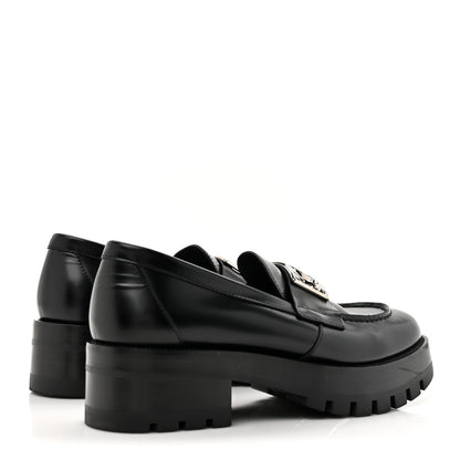 Chanel Calfskin Metal CC Loafers 37.5 Black 5 of 9