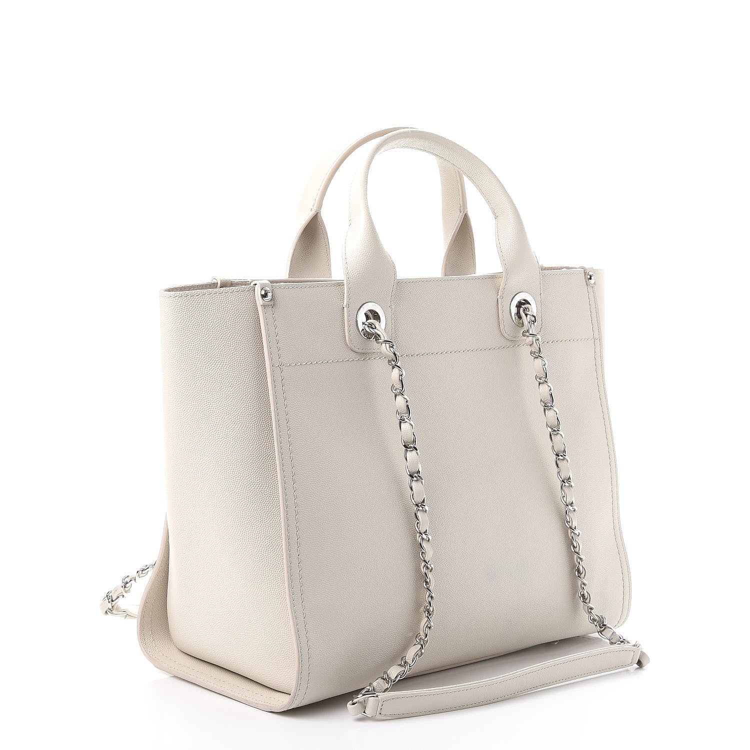 Chanel Caviar Small Studded Deauville Tote Ivory 4 of 11
