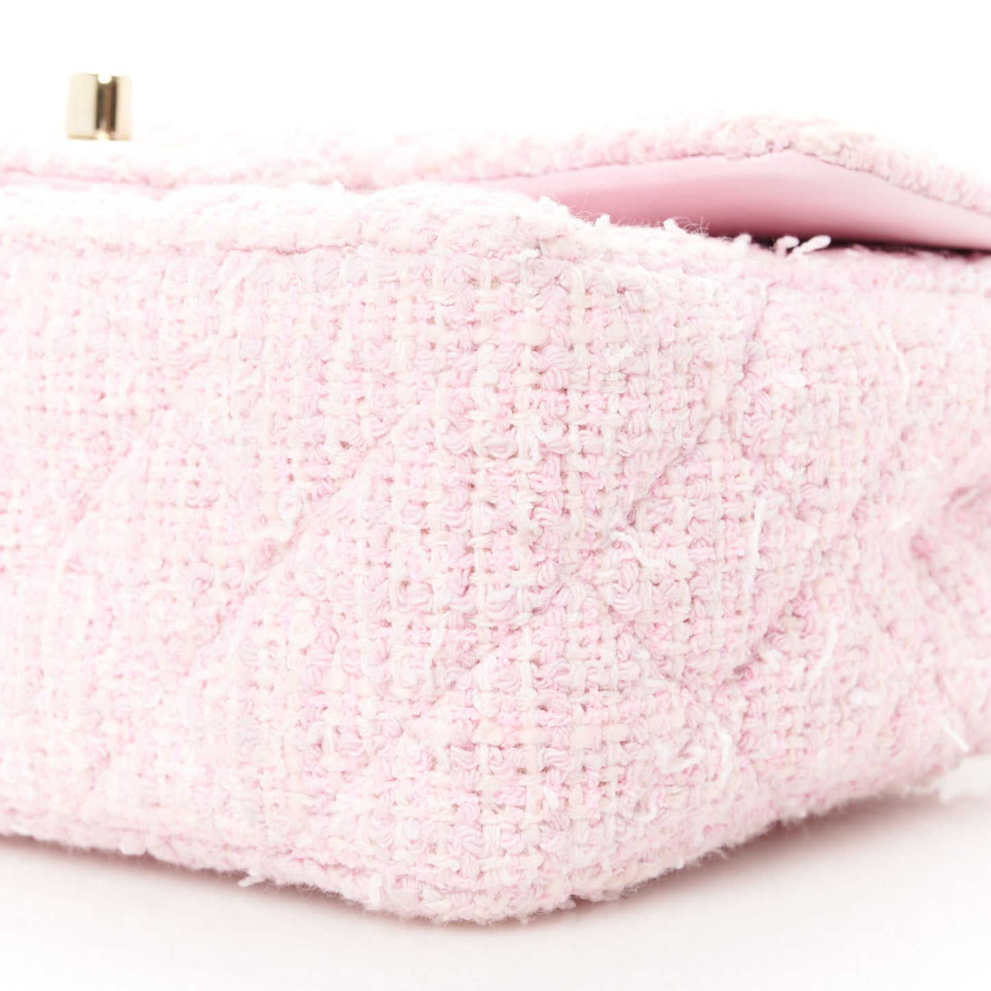 Tweed Quilted Mini Rectangular Flap Pink