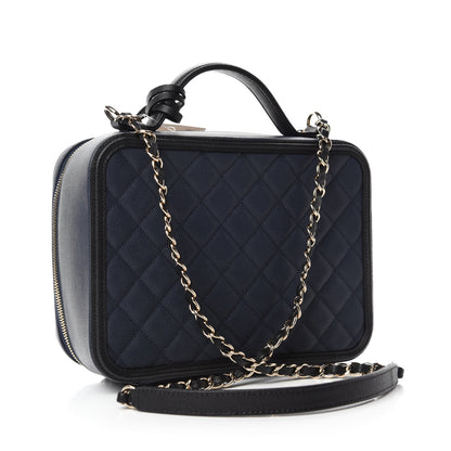 Chanel Caviar Quilted Large CC Filigree Vanity Case Navy Black 3 of 11