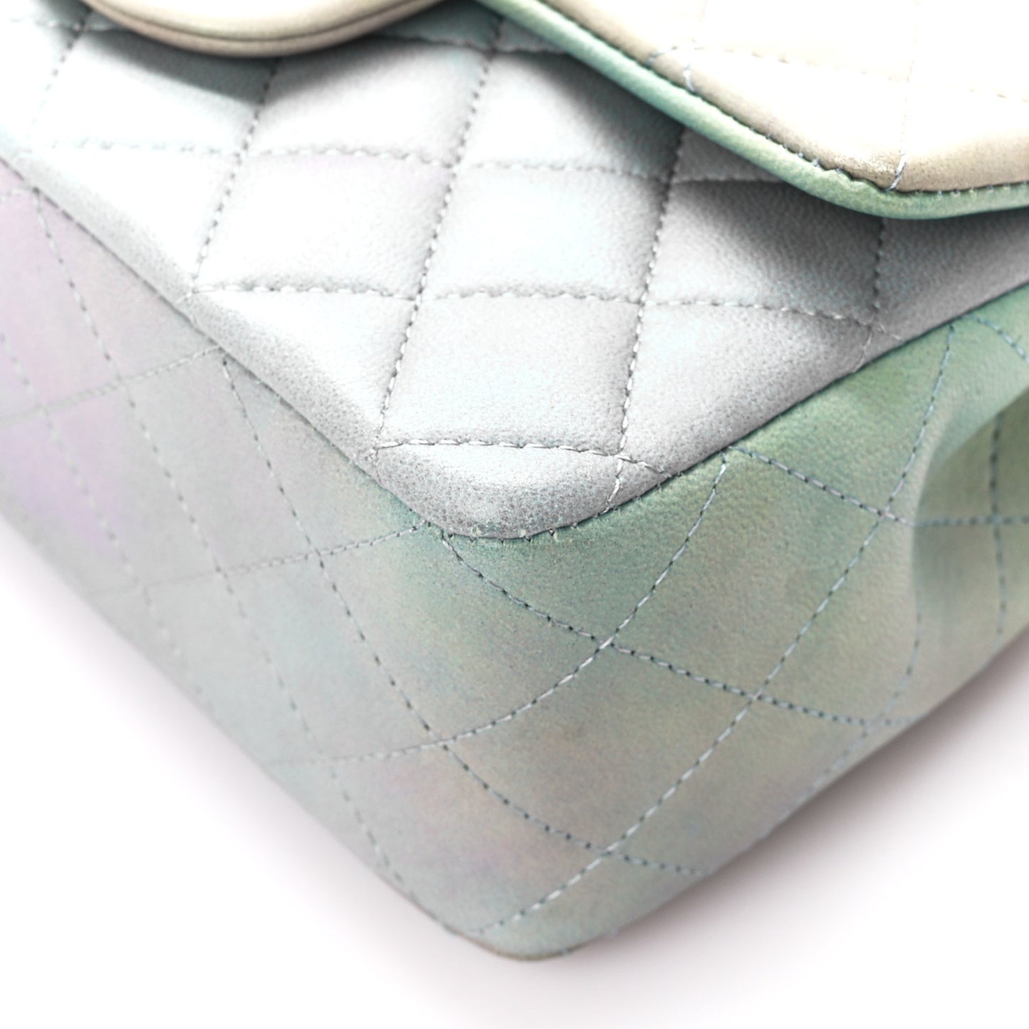 Lambskin Quilted Ombre Mini Top Handle Rectangular Flap Blue Green