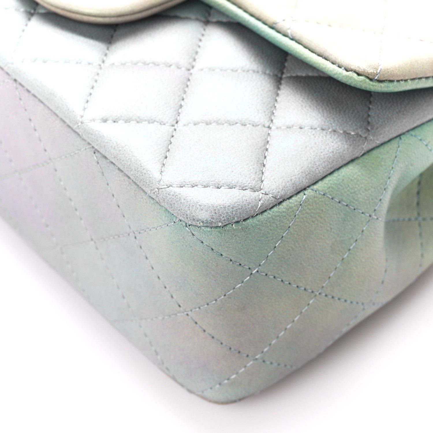Chanel Lambskin Quilted Ombre Mini Top Handle Rectangular Flap Blue Green 11 of 11