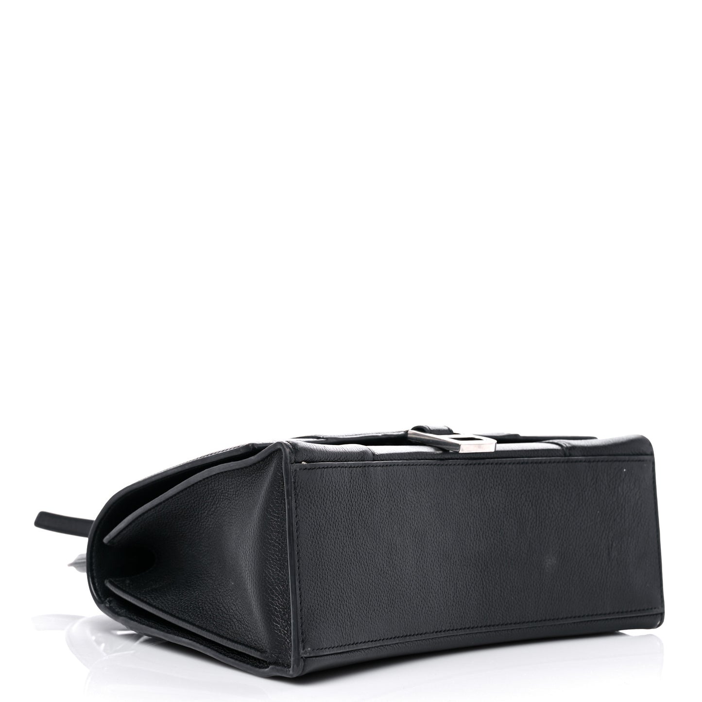 Grained Calfskin Medium Hourglass Top Handle Bag Black