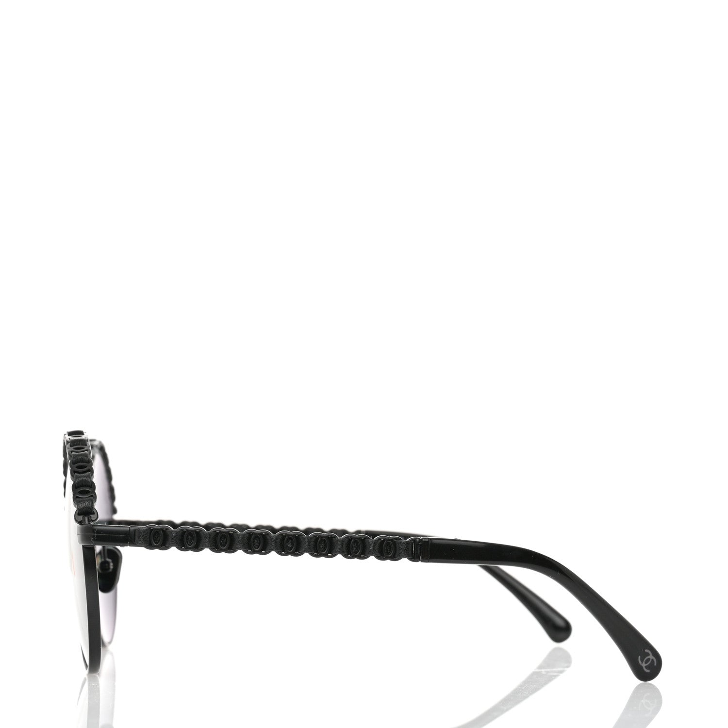 Chanel Metal Calfskin Round Chain Sunglasses 4265-Q Black 3 of 10