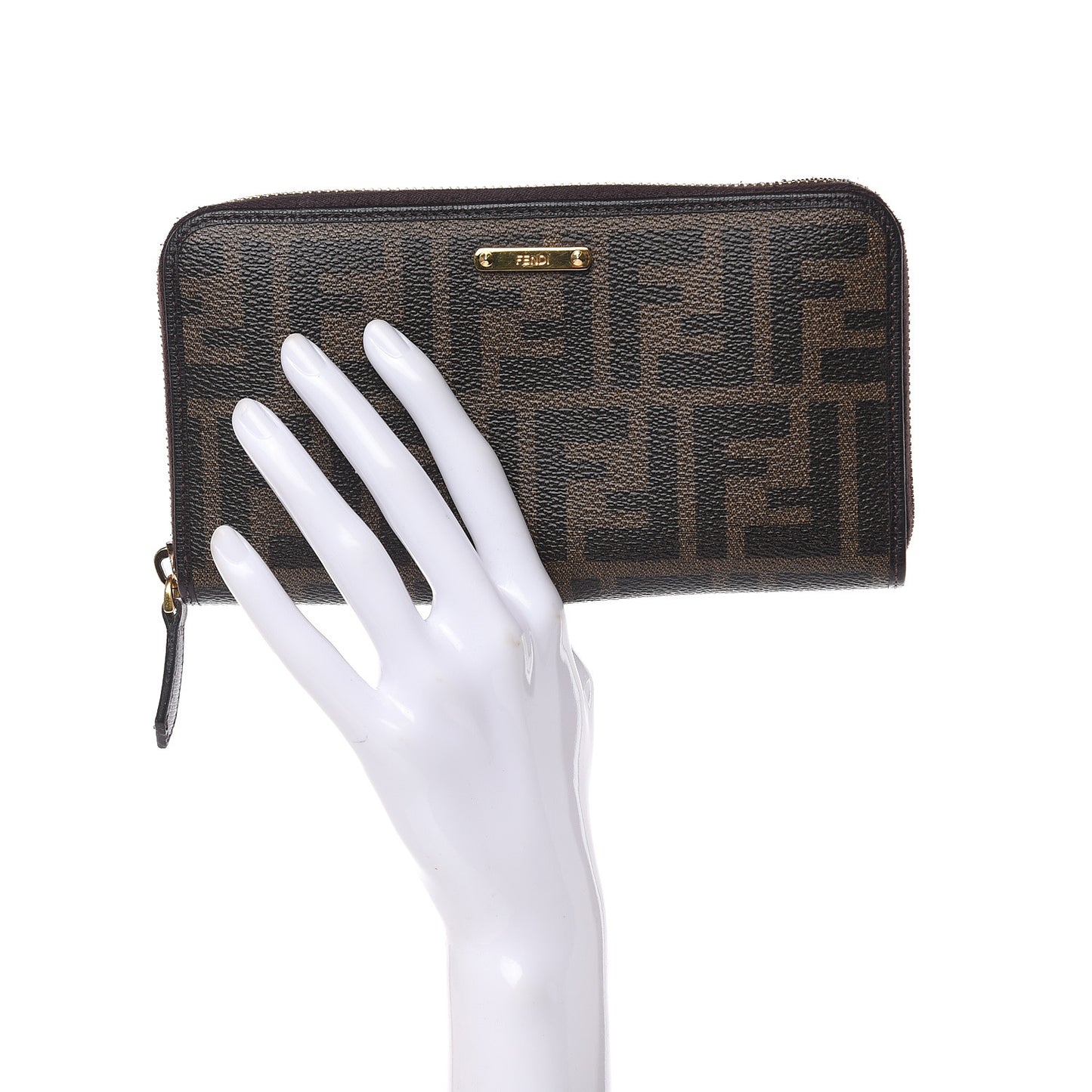 Zucca Spalmati Vitello Elite Zip Around Wallet Tobacco Ebano