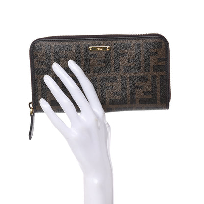 Fendi Zucca Spalmati Vitello Elite Zip Around Wallet Tobacco Ebano 2 of 9