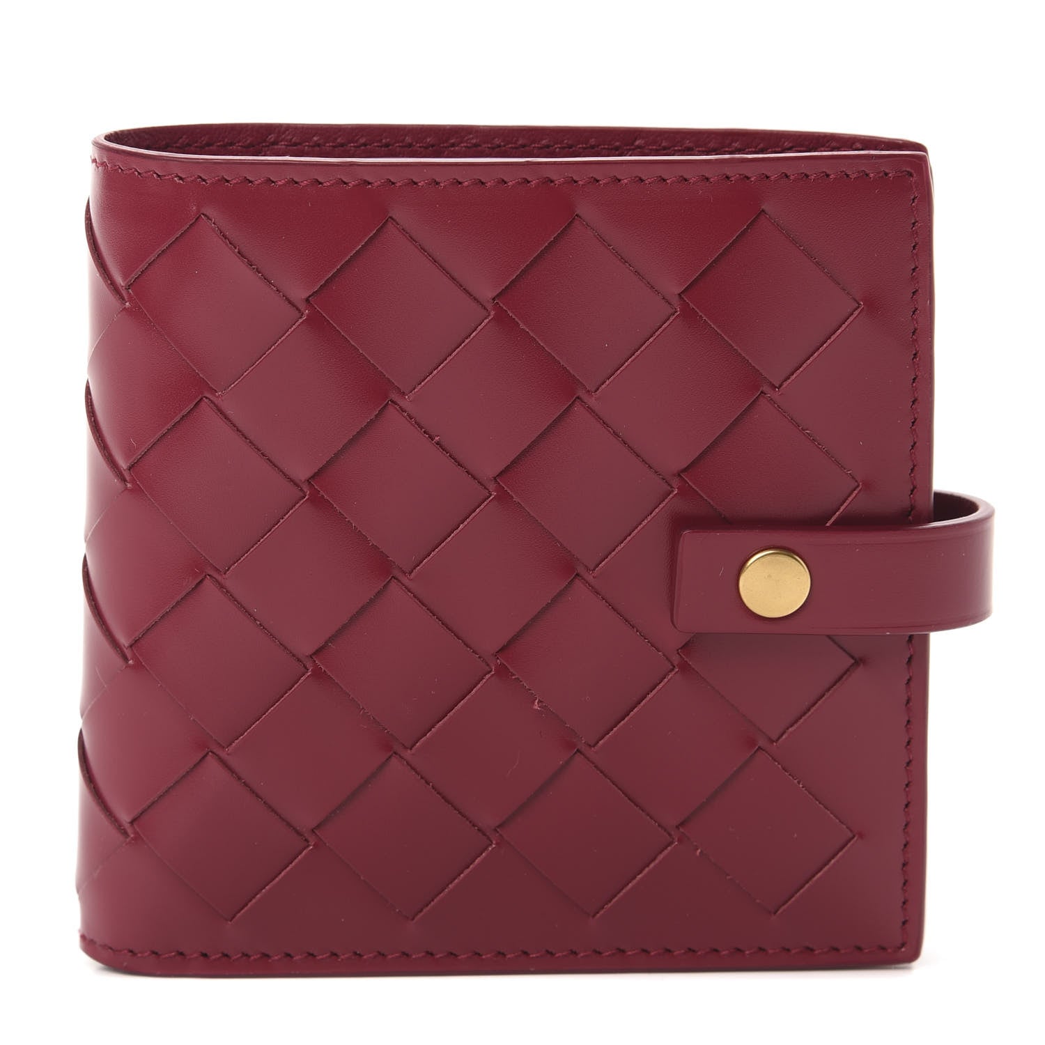Bottega Veneta Glossy Woven Calfskin Wallet Bordeaux 1 of 6
