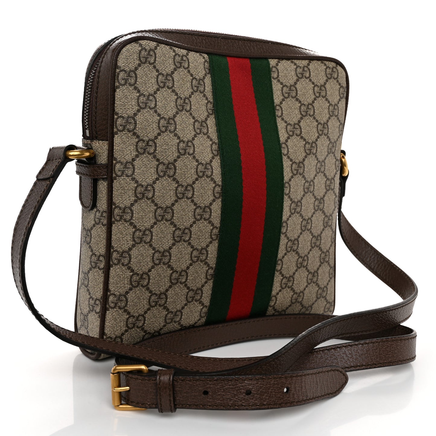 GG Supreme Monogram Web Small Ophidia Messenger Bag Brown