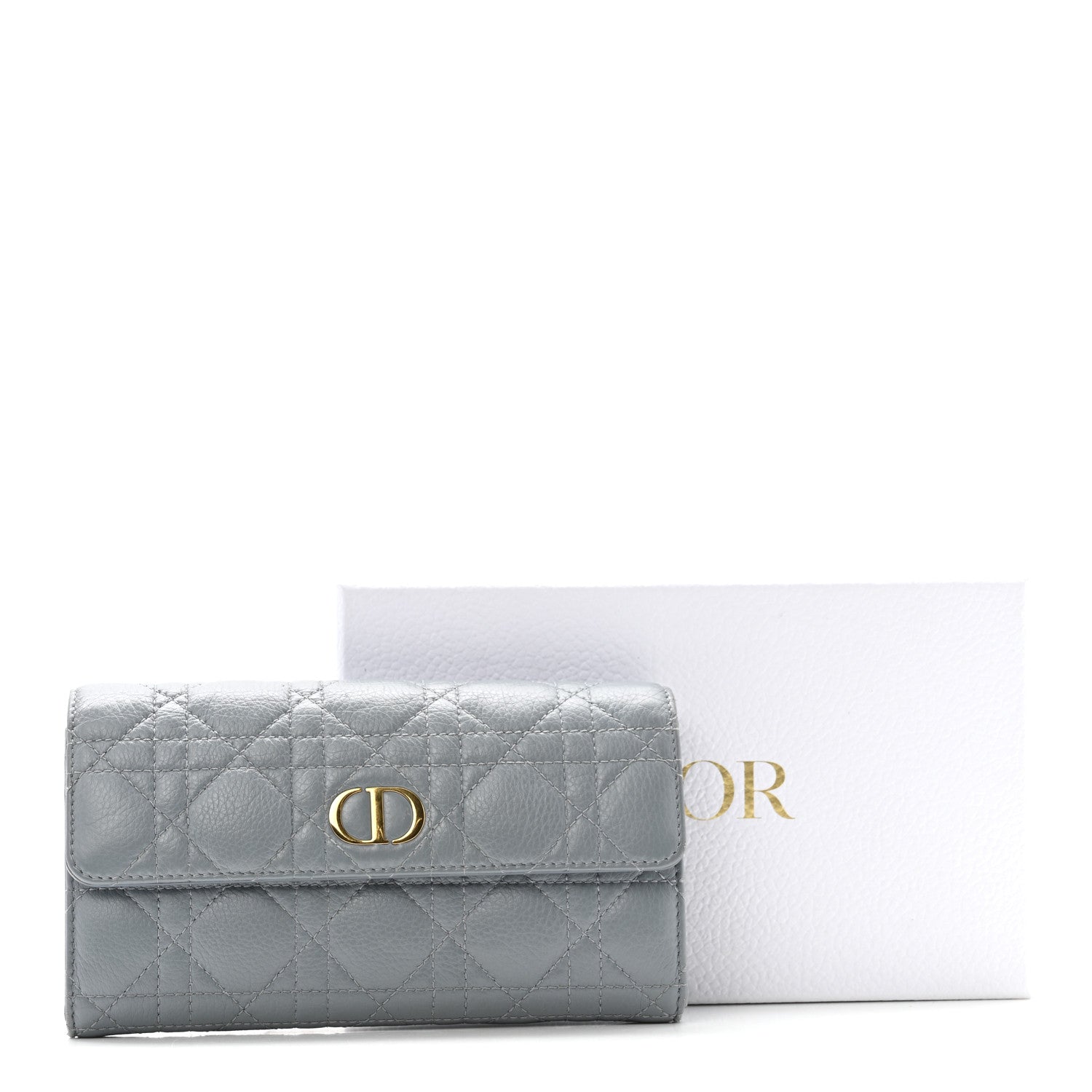 Christian Dior Supple Calfskin Cannage Caro Orchid Long Wallet Cloud Blue 12 of 12