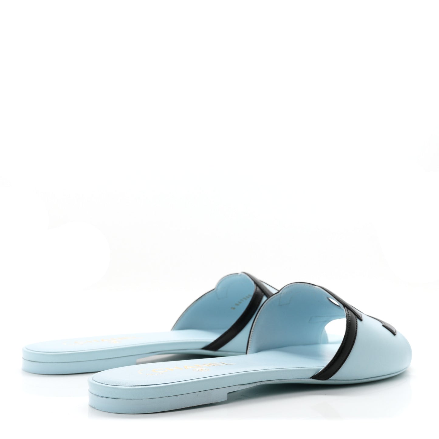 Lambskin CC Cutout Mules 41 Blue Black