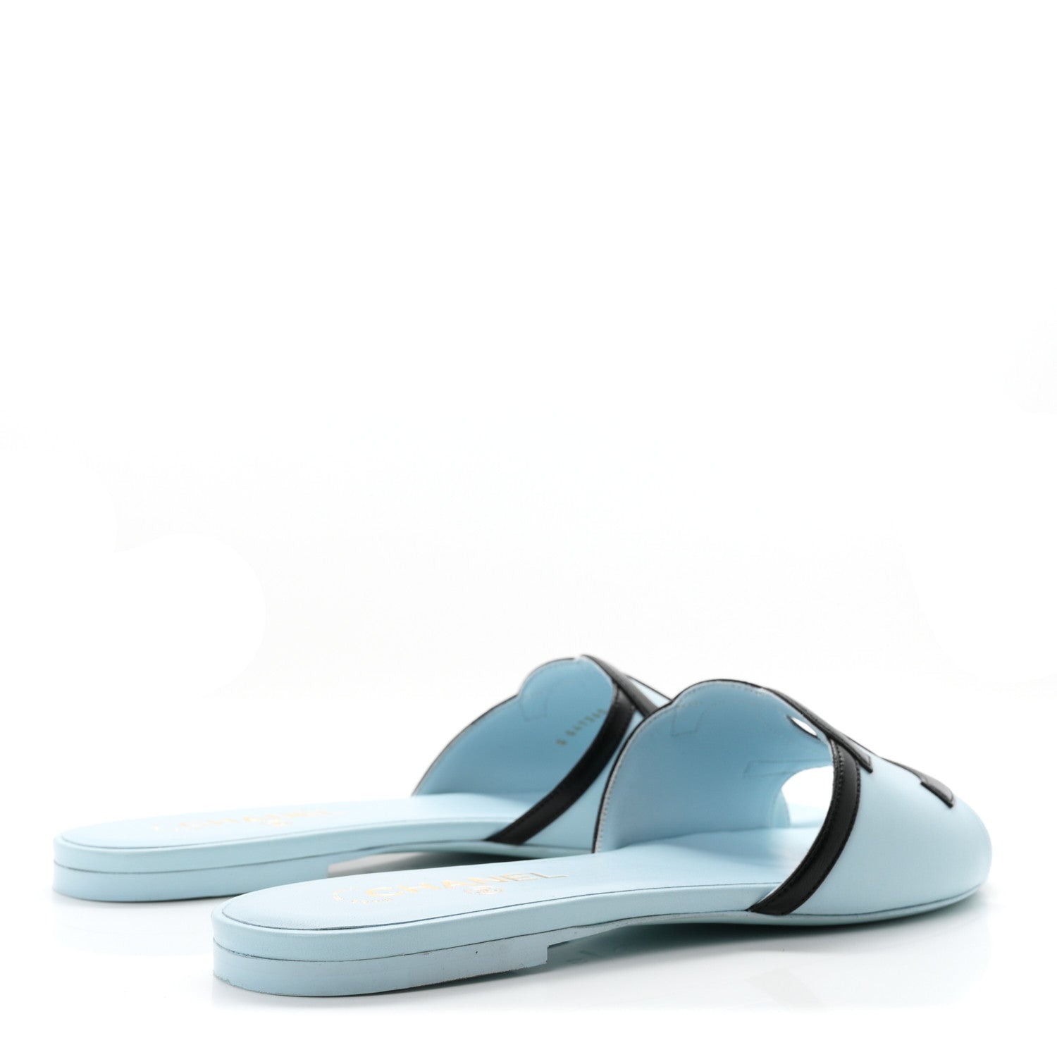 Chanel Lambskin CC Cutout Mules 41 Blue Black 5 of 10