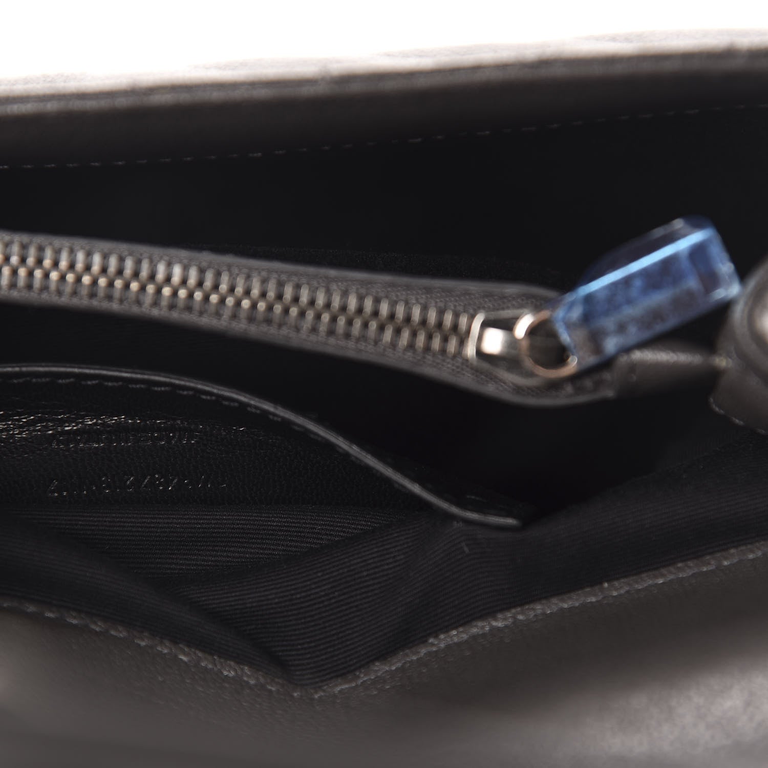 Saint Laurent Sheepskin Matelasse Chevron Monogram Medium College Bag Asphalt 12 of 13