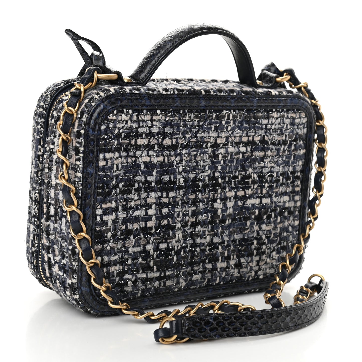 Tweed Snakeskin Quilted Medium CC Filigree Vanity Case Multicolor