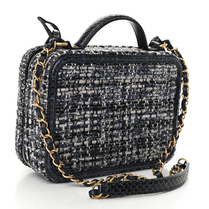 Chanel Tweed Snakeskin Quilted Medium CC Filigree Vanity Case Multicolor 3 of 10