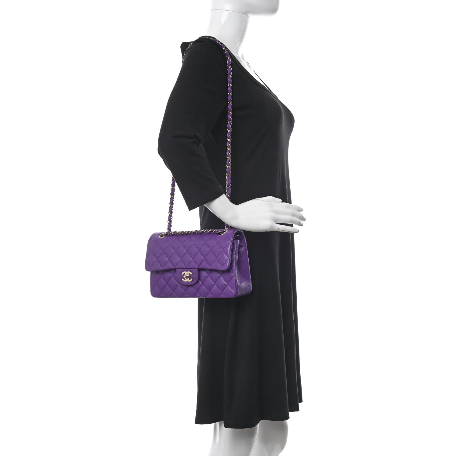 Chanel Caviar Quilted Small Double Flap Dark Purple 2 of 10