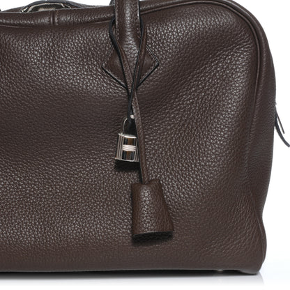 Hermes Taurillon Clemence Victoria II Fourre Tout 35 Cafe 7 of 8