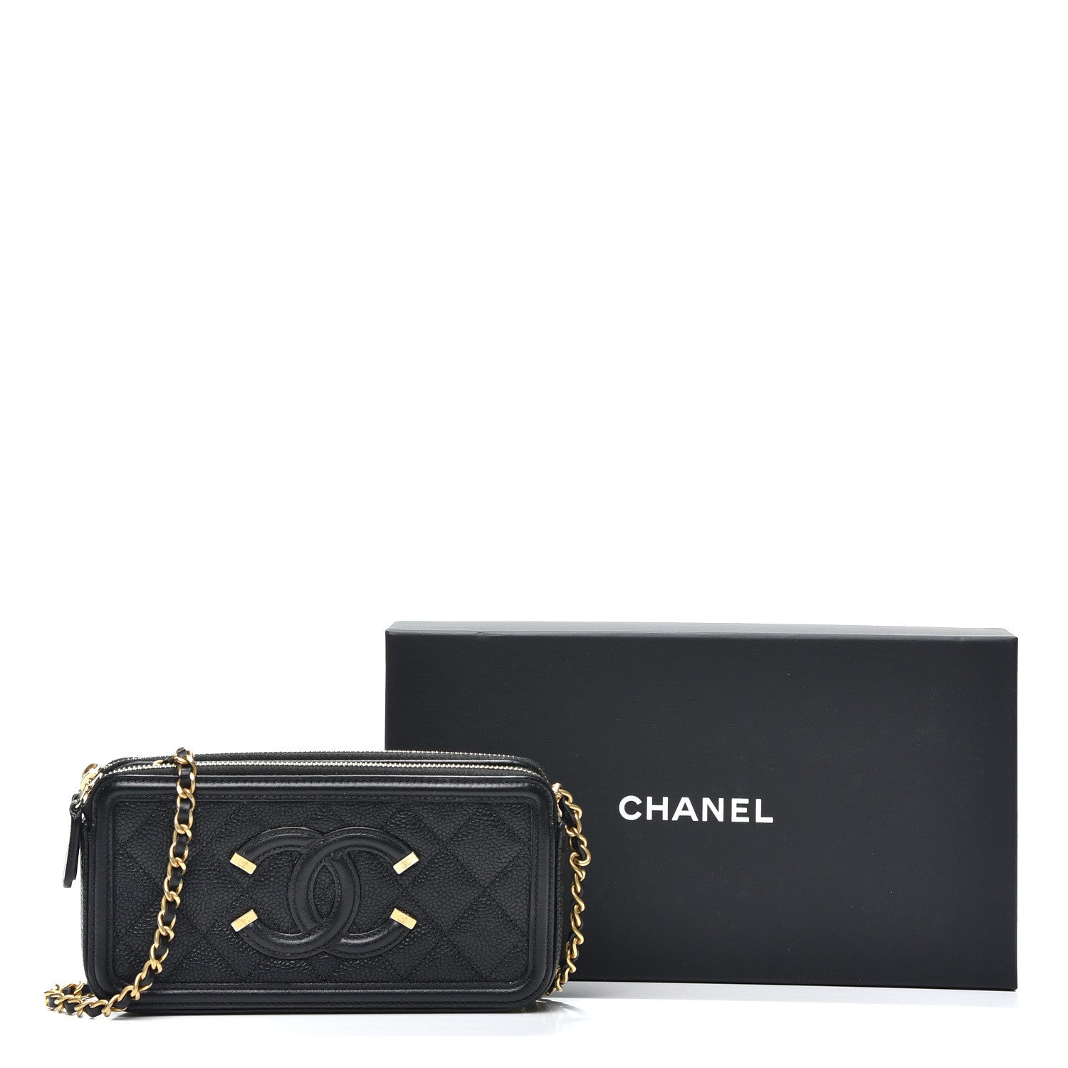Chanel Caviar Quilted CC Filigree Clutch With Chain Black 15 of 15