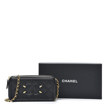 Chanel Caviar Quilted CC Filigree Clutch With Chain Black 15 of 15