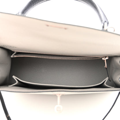 Hermes Chevre Mysore Horseshoe Kelly Sellier 25 Gris Perle Black 6 of 12