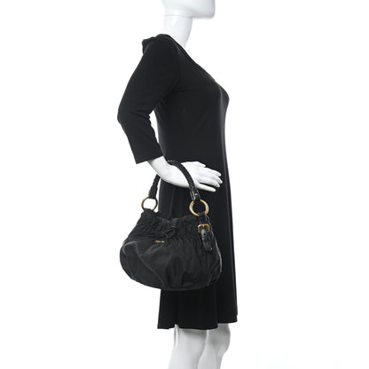 Prada Tessuto Nylon Braided Hobo Black 2 of 11