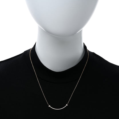 Tiffany 18K Rose Gold Diamond Small T Smile Pendant Necklace 2 of 4