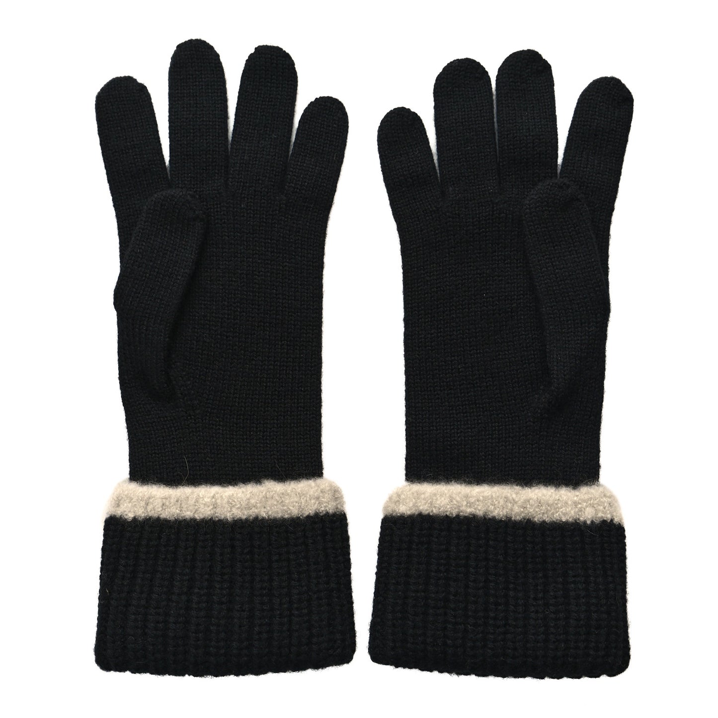 Wool Cashmere Silk Logo Gloves Black