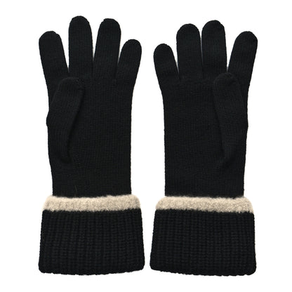Chanel Wool Cashmere Silk Logo Gloves Black 2 of 4
